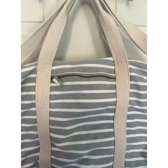 Know Supply Blue Striped Cotton Canvas Weekender Duffle Bag - Picture 2 of 10